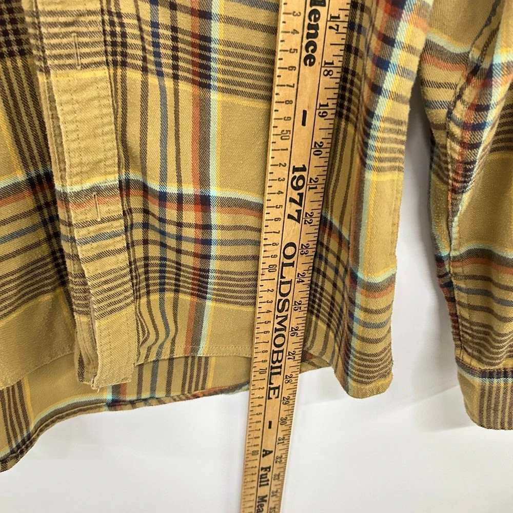 Simms Western Plaid Flannel Fishing Shirt Medium Mustard Yellow Gorpcore Outdoor